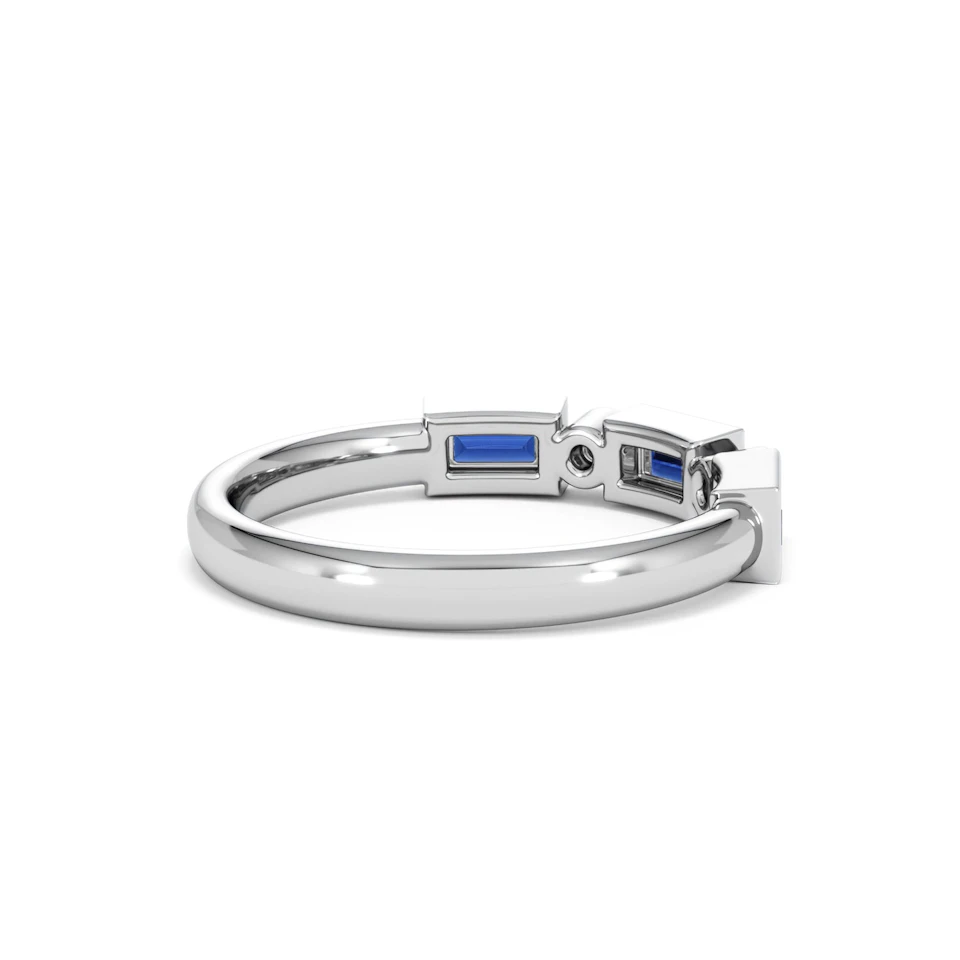 Forme 0.48ct Baguette Cut Lab Sapphire 5 Stone Ring in Sterling Silver