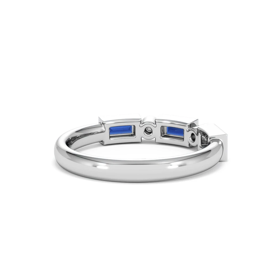 Forme 0.48ct Baguette Cut Lab Sapphire 5 Stone Ring in Sterling Silver