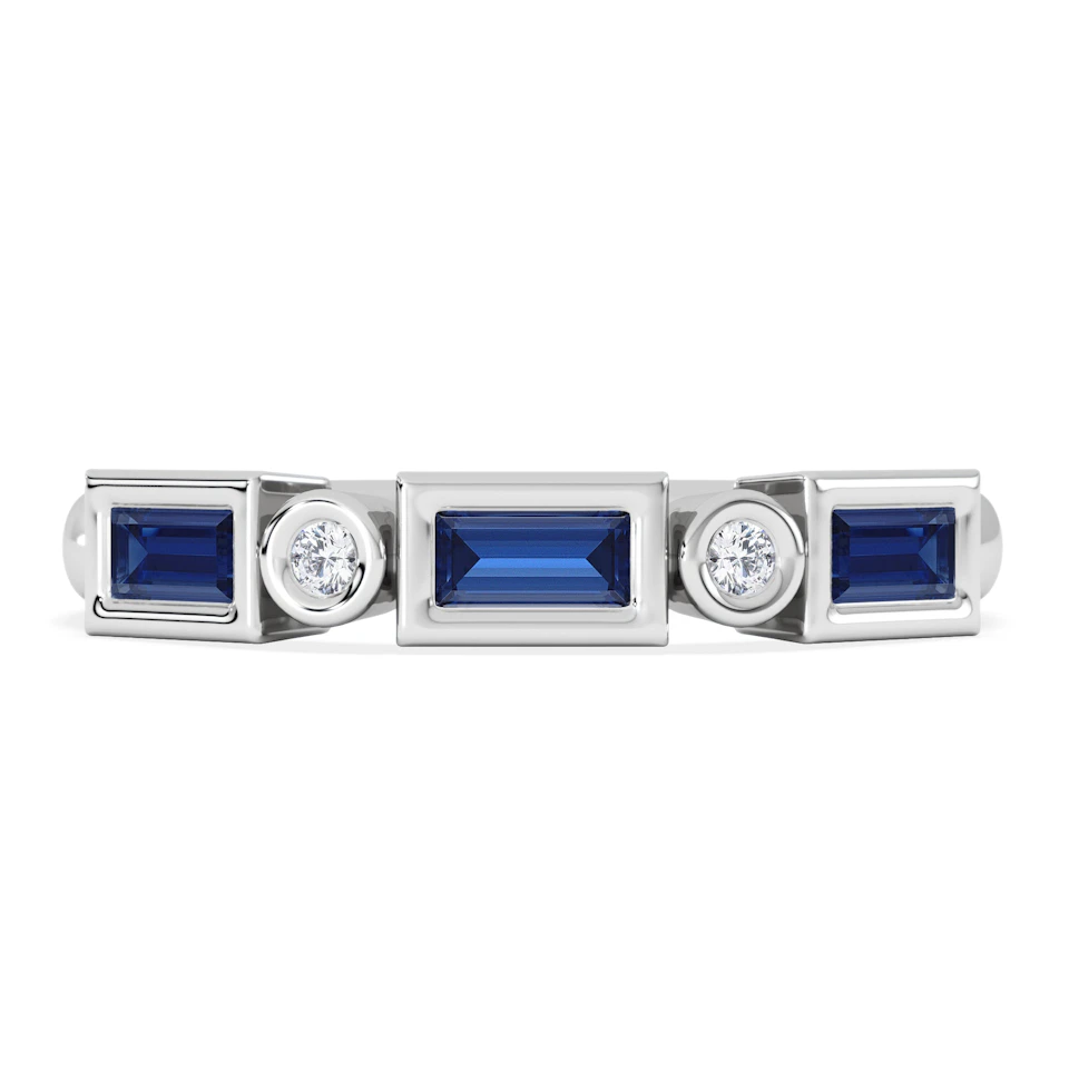 Forme 0.48ct Baguette Cut Lab Sapphire 5 Stone Ring in Sterling Silver