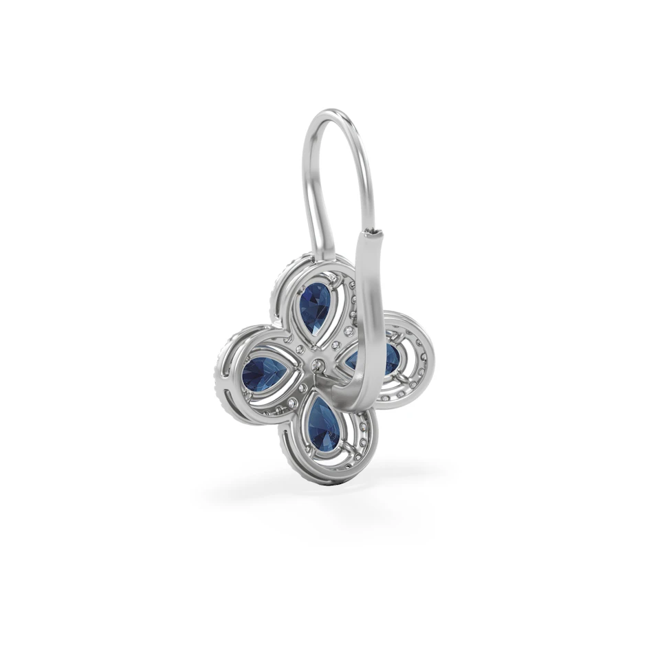 Bloom 4.75ct Lab Sapphire and Lab Diamond Earrings in 18K White Gold