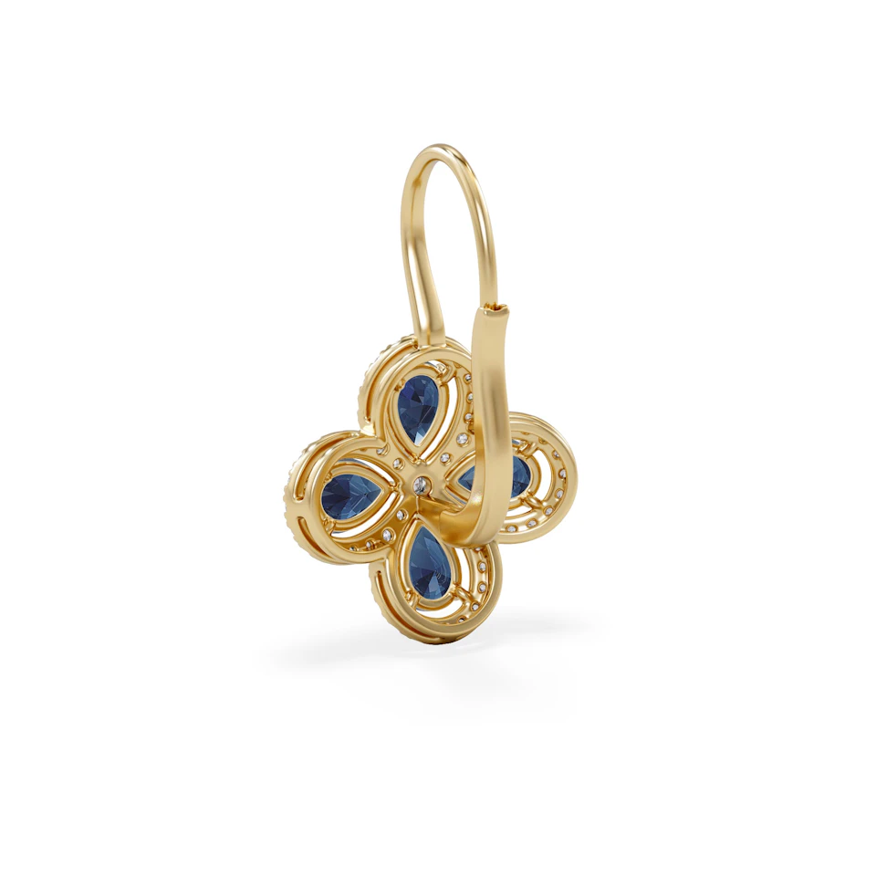 Bloom 4.75ct Lab Sapphire and Lab Diamond Earrings in 18K Yellow Gold