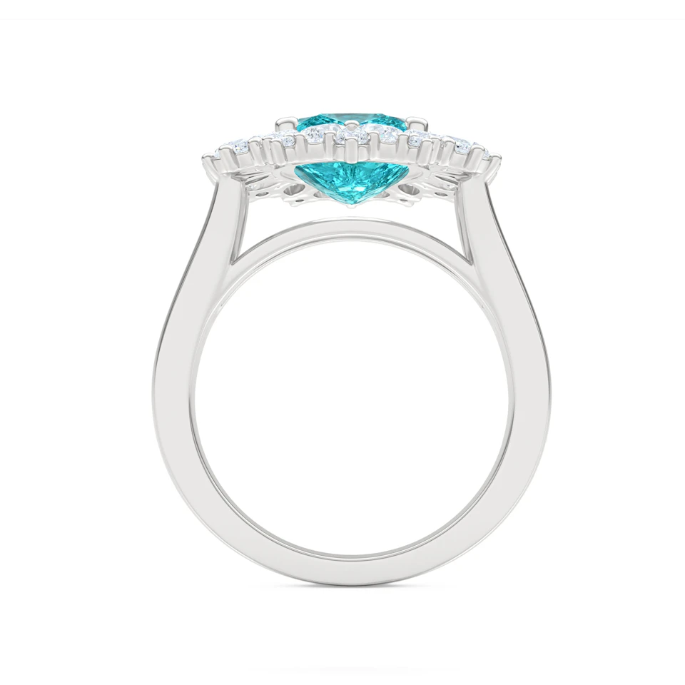 6.10ct Oval Cut Lab Paraíba Halo Ring in 14K White Gold