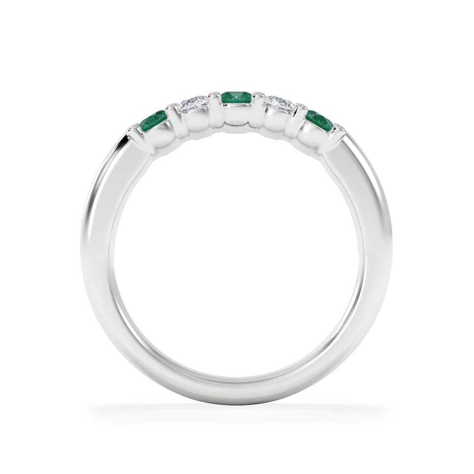 Solene 0.75ct Oval Cut Lab Emerald and Lab Diamond Half Band Eternity Ring in 18K White Gold