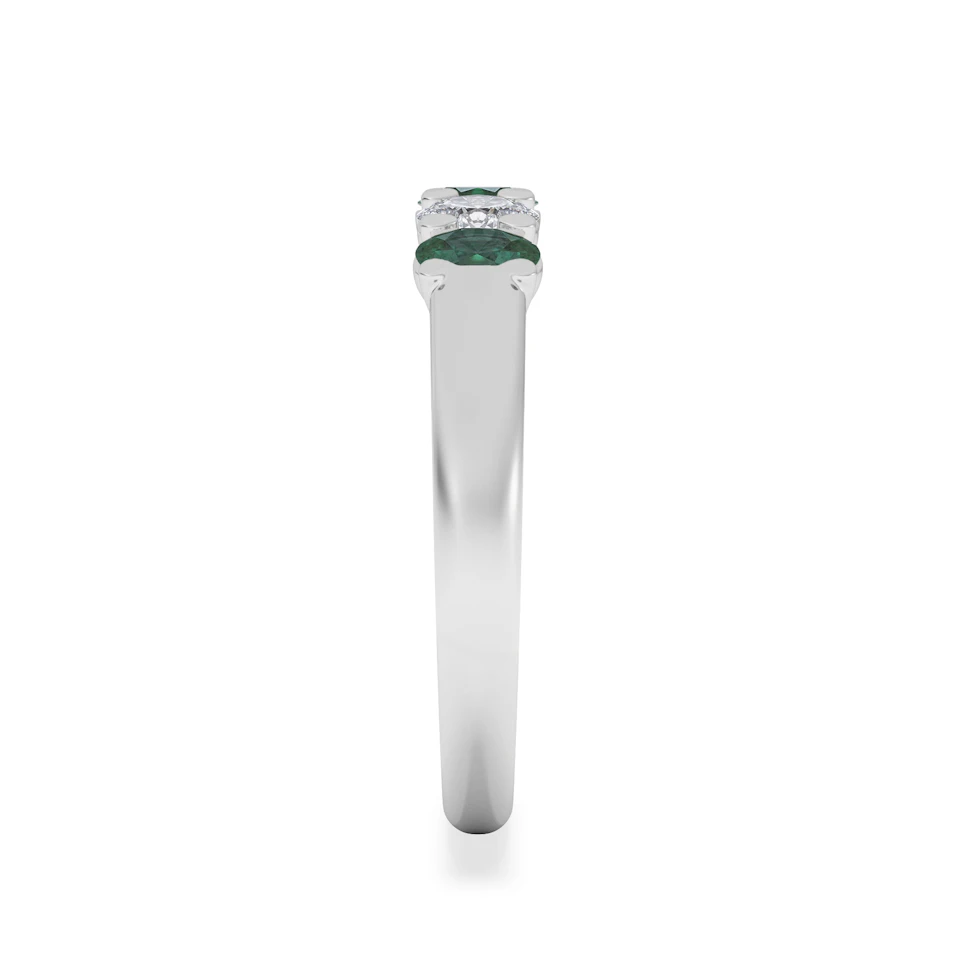Solene 0.75ct Oval Cut Lab Emerald and Lab Diamond Half Band Eternity Ring in 18K White Gold