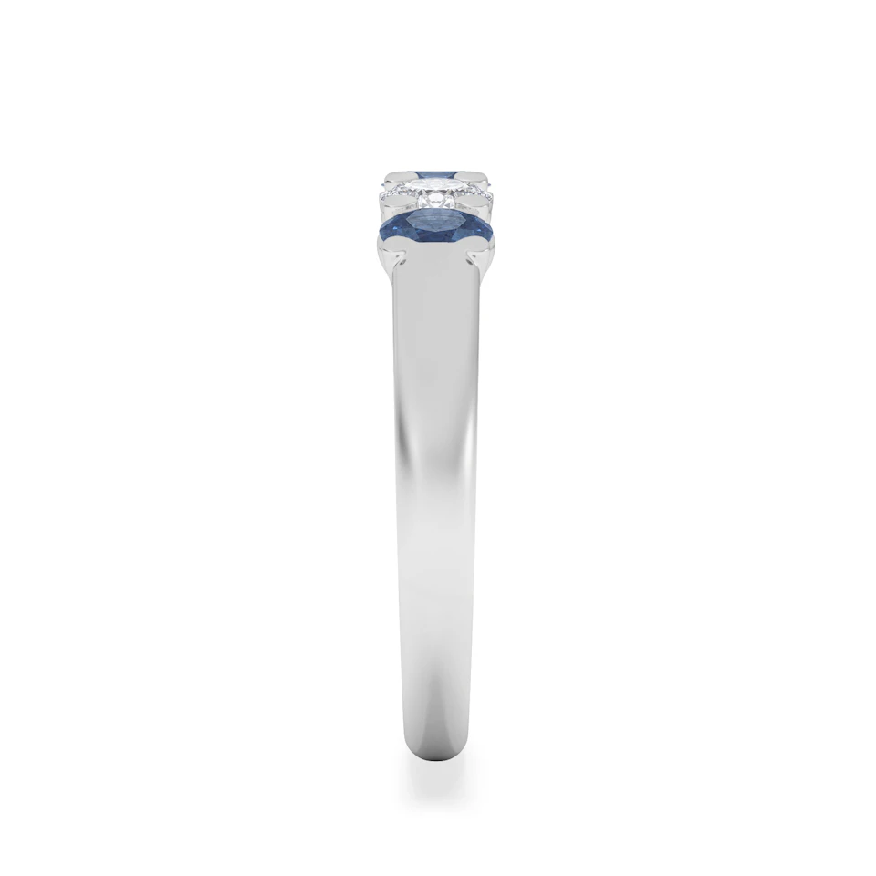 Solene 0.75ct Oval Cut Lab Sapphire and Lab Diamond Half Band Eternity Ring in 18k White Gold