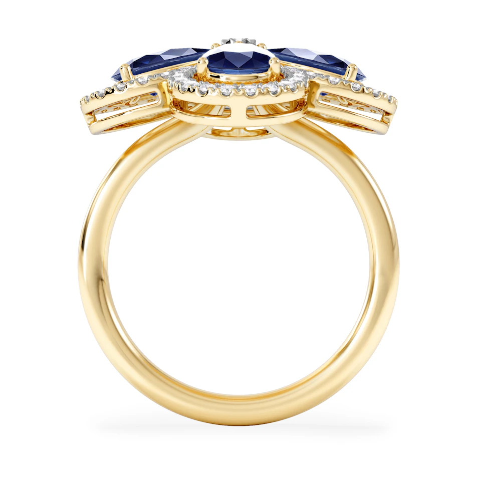 Bloom 3.40ct Lab Sapphire and Lab Diamond Ring in 18K Yellow Gold