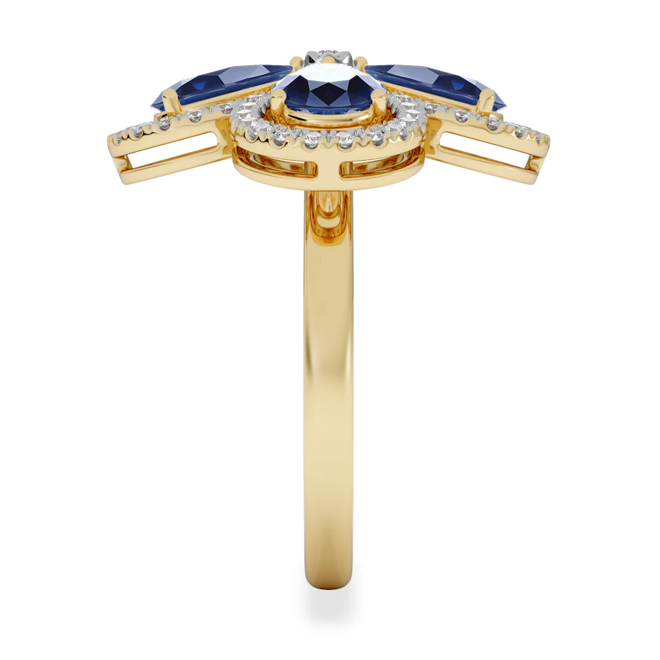 Bloom 3.40ct Lab Sapphire and Lab Diamond Ring in 18K Yellow Gold