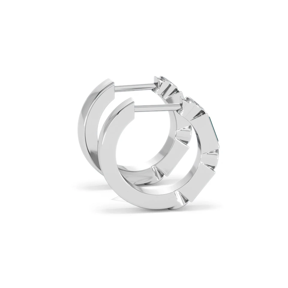 Forme 0.52ct Baguette Cut Lab Emerald  Huggie Earrings in Sterling Silver