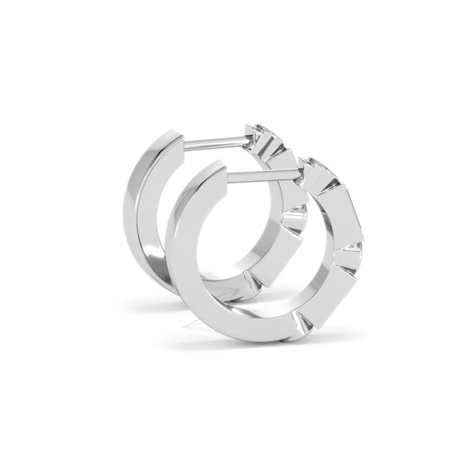 Forme 0.52ct Baguette Cut Lab Emerald  Huggie Earrings in Sterling Silver