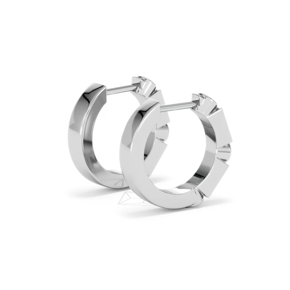 Forme 0.52ct Baguette Cut Lab Emerald  Huggie Earrings in Sterling Silver