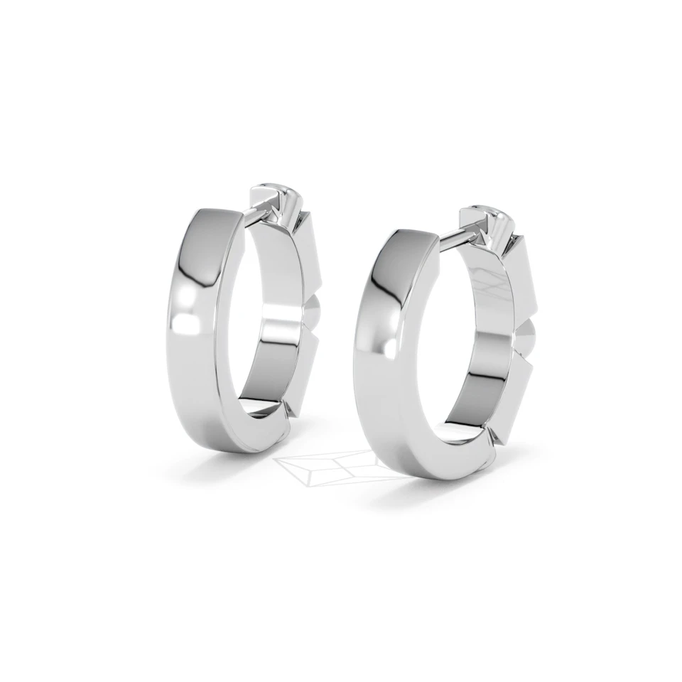 Forme 0.52ct Baguette Cut Lab Emerald  Huggie Earrings in Sterling Silver