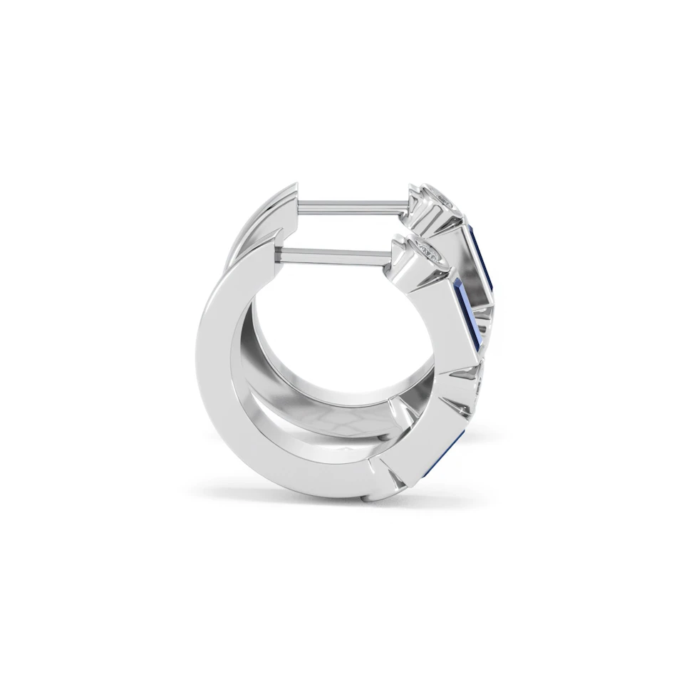 Forme 0.52ct Baguette Cut Lab Sapphire Huggie Earrings in Sterling Silver