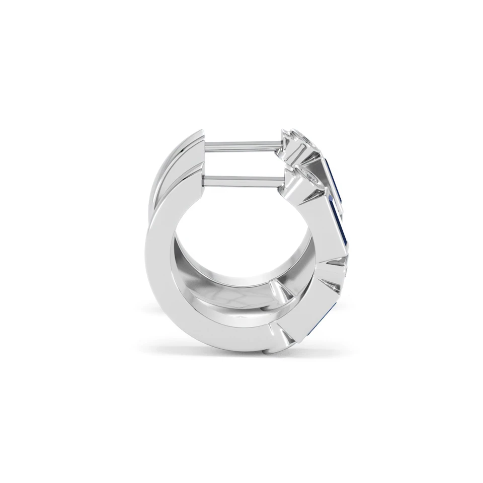 Forme 0.52ct Baguette Cut Lab Sapphire Huggie Earrings in Sterling Silver