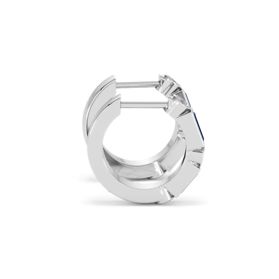 Forme 0.52ct Baguette Cut Lab Sapphire Huggie Earrings in Sterling Silver