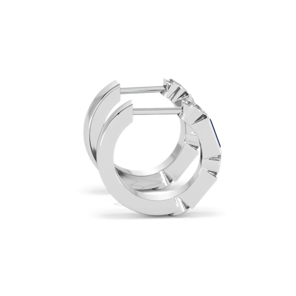 Forme 0.52ct Baguette Cut Lab Sapphire Huggie Earrings in Sterling Silver