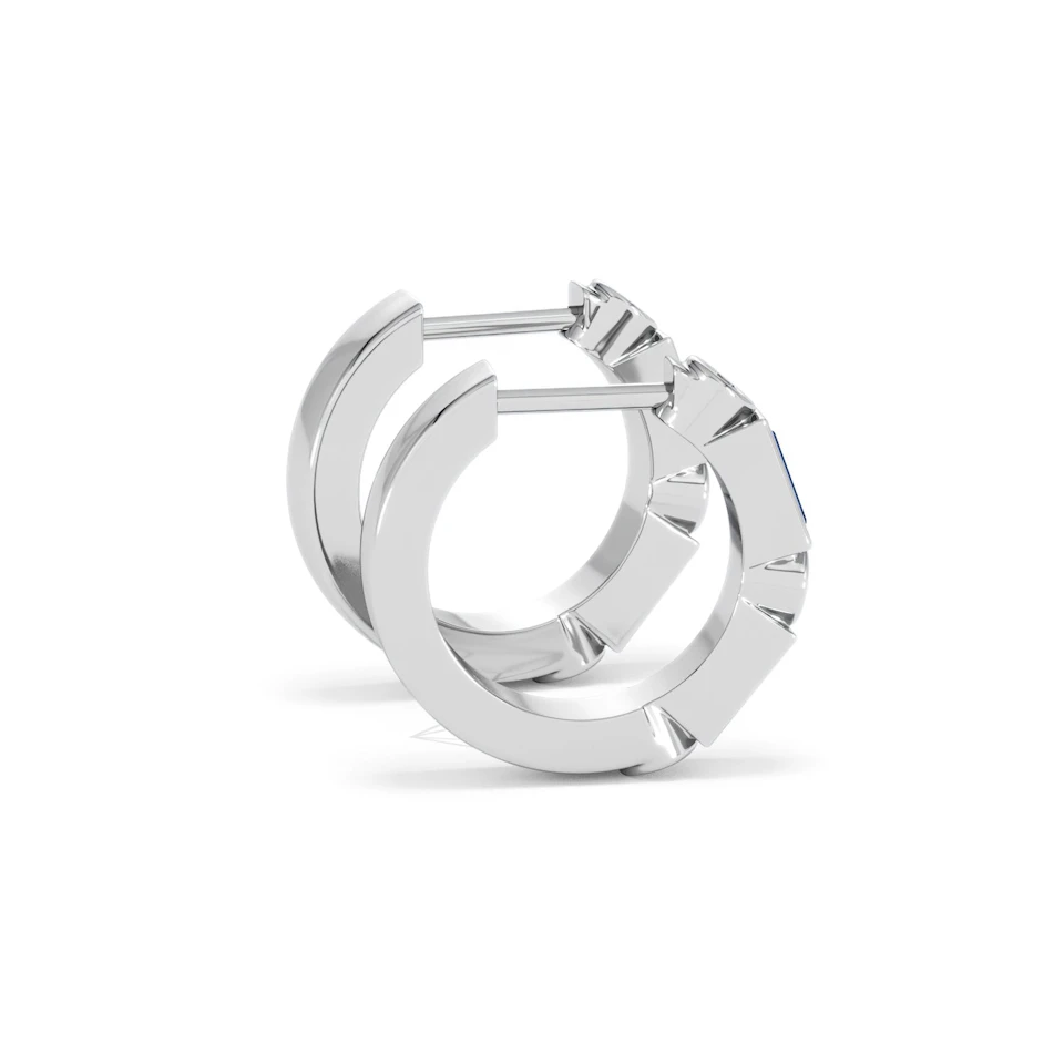 Forme 0.52ct Baguette Cut Lab Sapphire Huggie Earrings in Sterling Silver
