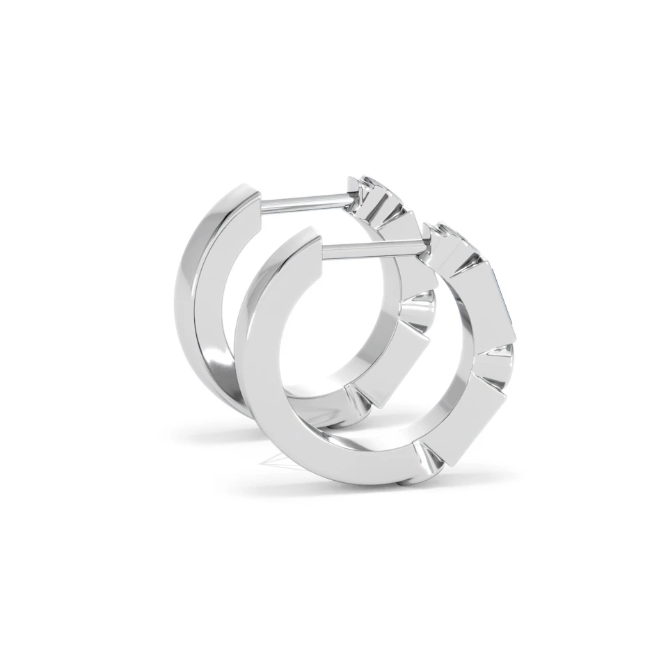Forme 0.52ct Baguette Cut Lab Sapphire Huggie Earrings in Sterling Silver