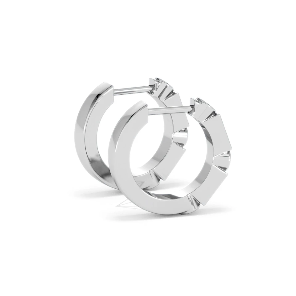 Forme 0.52ct Baguette Cut Lab Sapphire Huggie Earrings in Sterling Silver