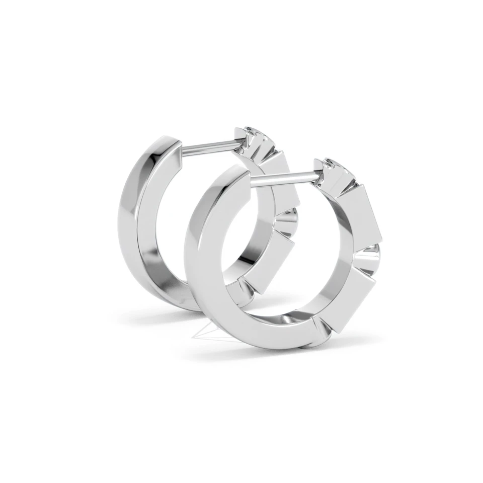 Forme 0.52ct Baguette Cut Lab Sapphire Huggie Earrings in Sterling Silver
