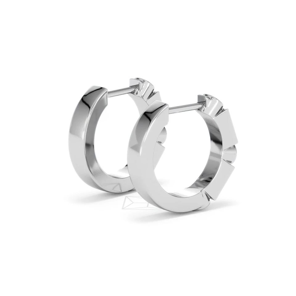 Forme 0.52ct Baguette Cut Lab Sapphire Huggie Earrings in Sterling Silver