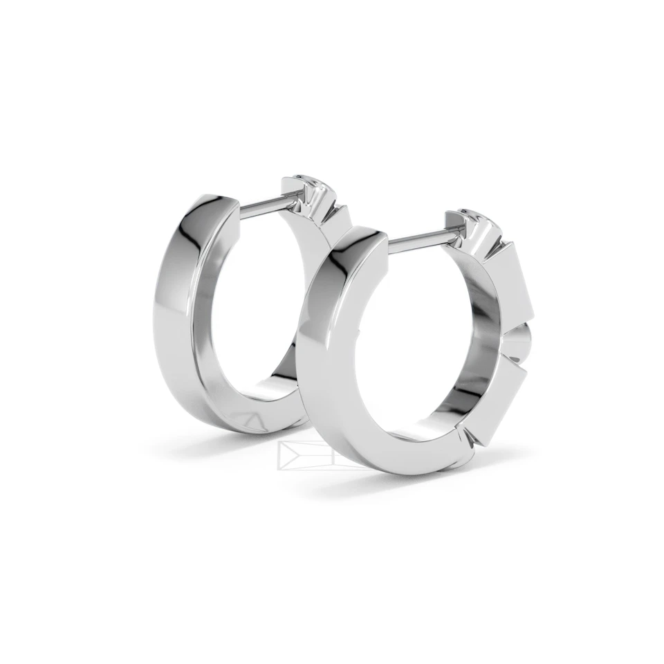 Forme 0.52ct Baguette Cut Lab Sapphire Huggie Earrings in Sterling Silver