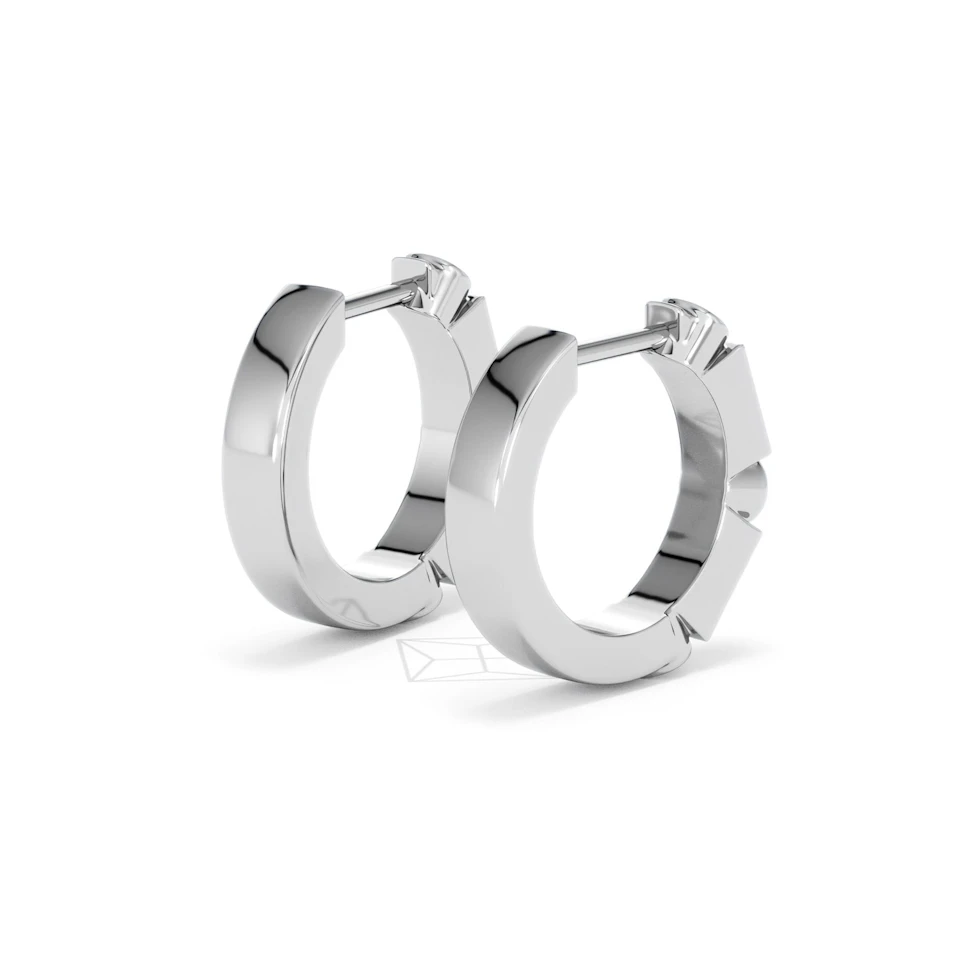 Forme 0.52ct Baguette Cut Lab Sapphire Huggie Earrings in Sterling Silver