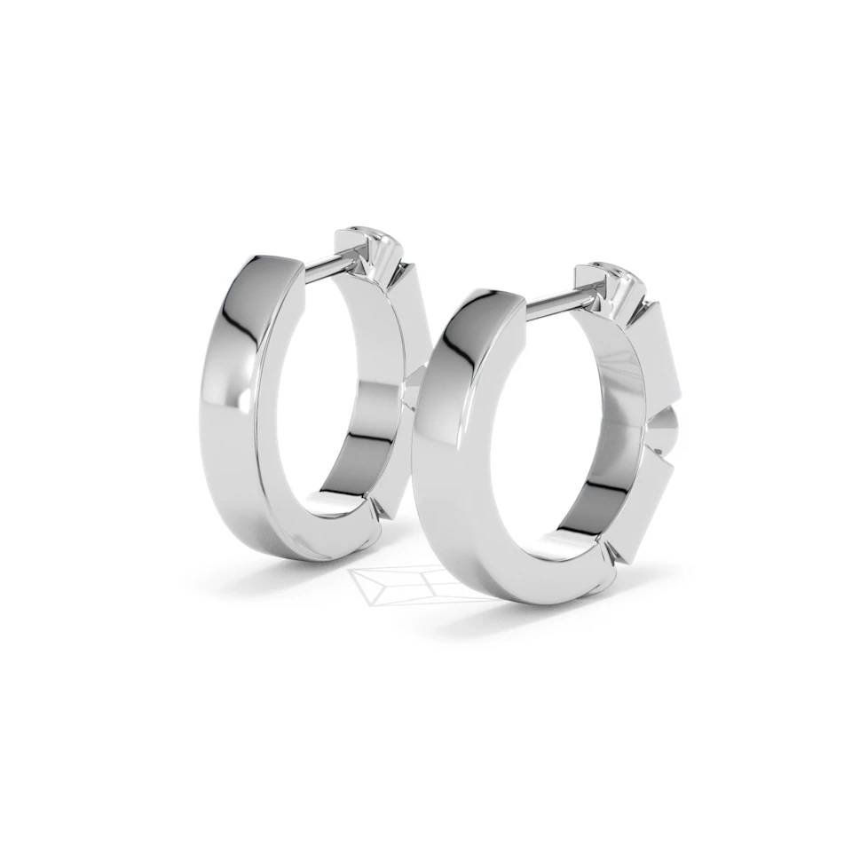 Forme 0.52ct Baguette Cut Lab Sapphire Huggie Earrings in Sterling Silver