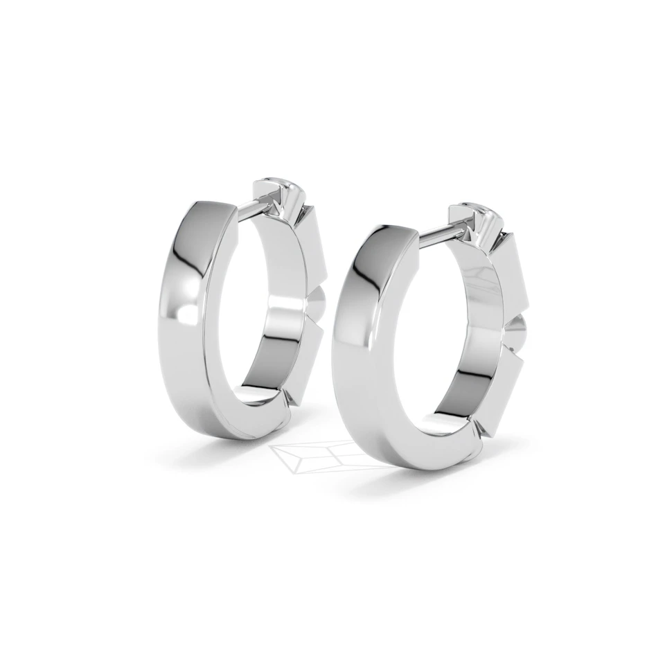 Forme 0.52ct Baguette Cut Lab Sapphire Huggie Earrings in Sterling Silver