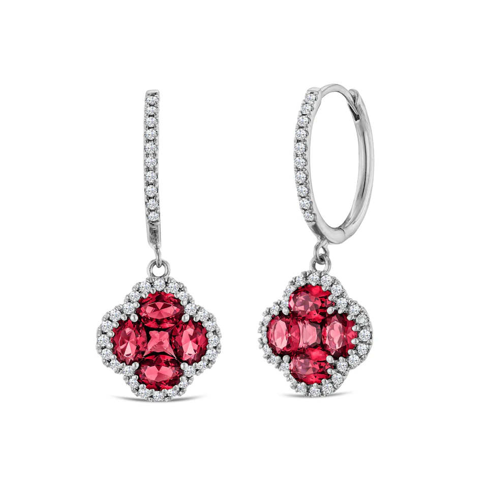 Alegria 1.70ct Lab Ruby Halo Earrings in Sterling Silver
