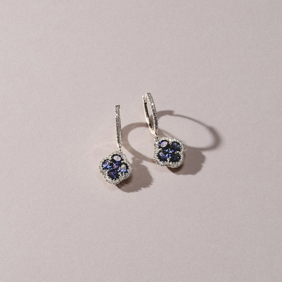 Alegria 2.00ct Lab Sapphire Halo Earrings in Sterling Silver