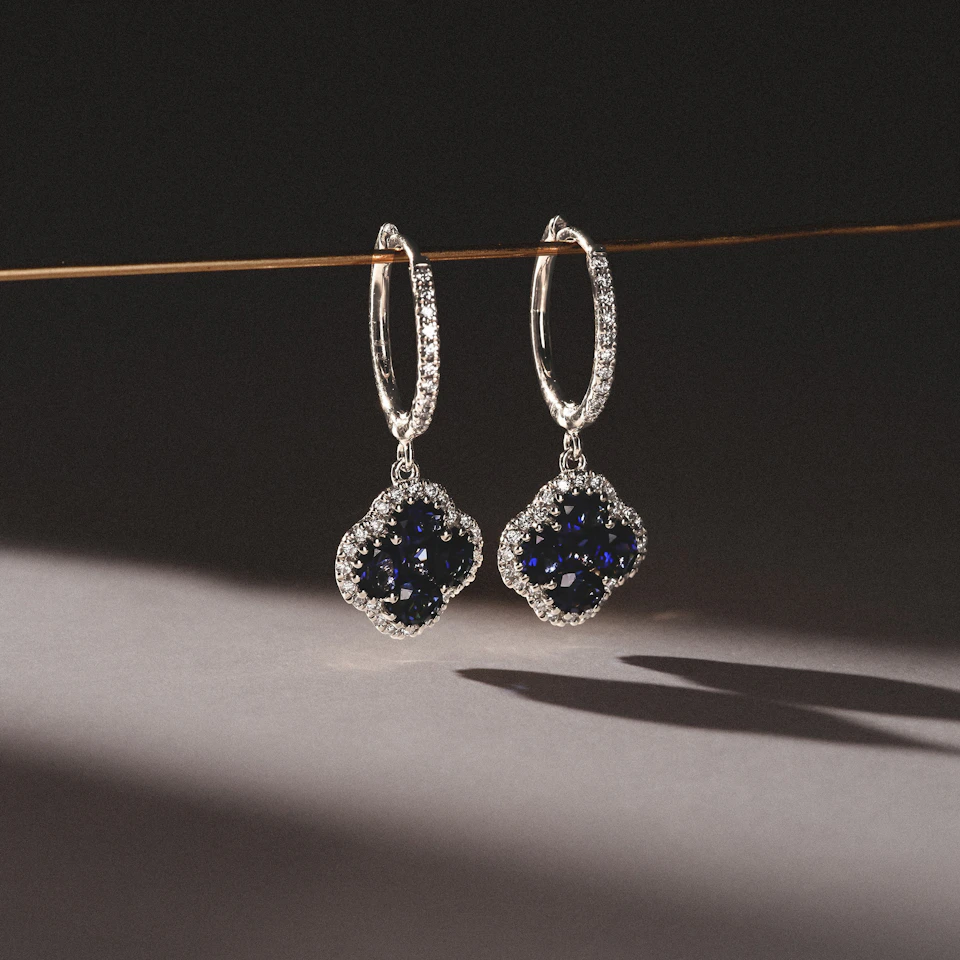 Alegria 2.00ct Lab Sapphire Halo Earrings in Sterling Silver