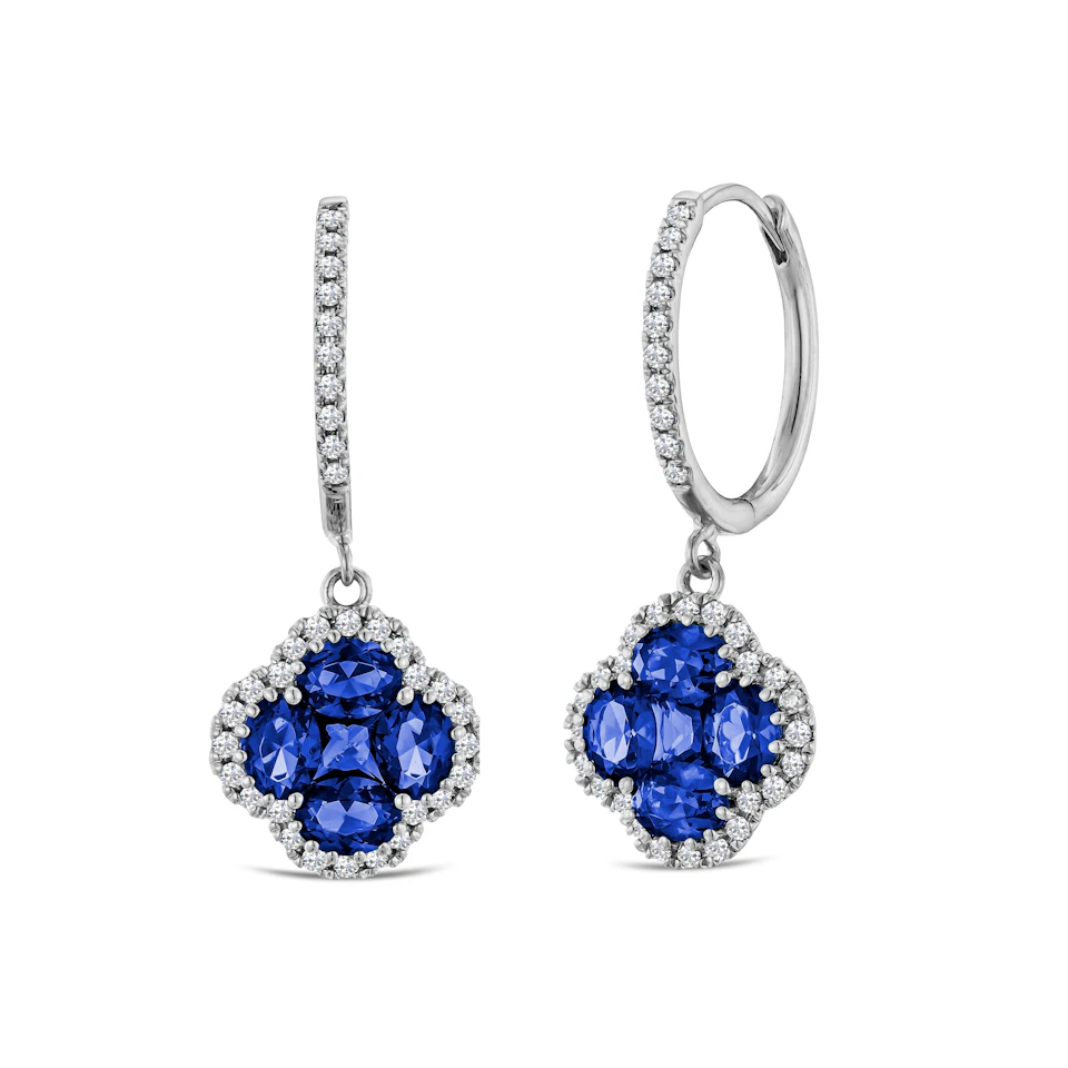 Alegria 2.00ct Lab Sapphire Halo Earrings in Sterling Silver