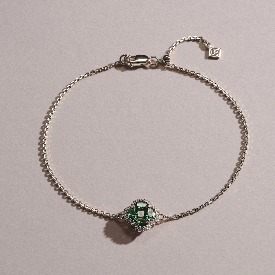 Alegria 0.75ct Lab Emerald Halo Bracelet in Sterling Silver