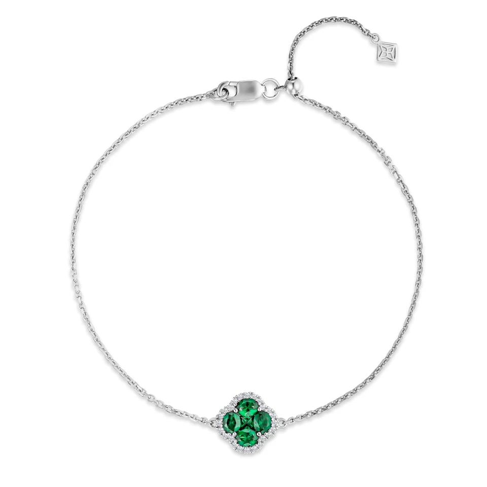 Alegria 0.75ct Lab Emerald Halo Bracelet in Sterling Silver