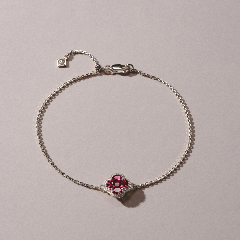 Alegria 0.90ct Lab Ruby Halo Bracelet in Sterling Silver