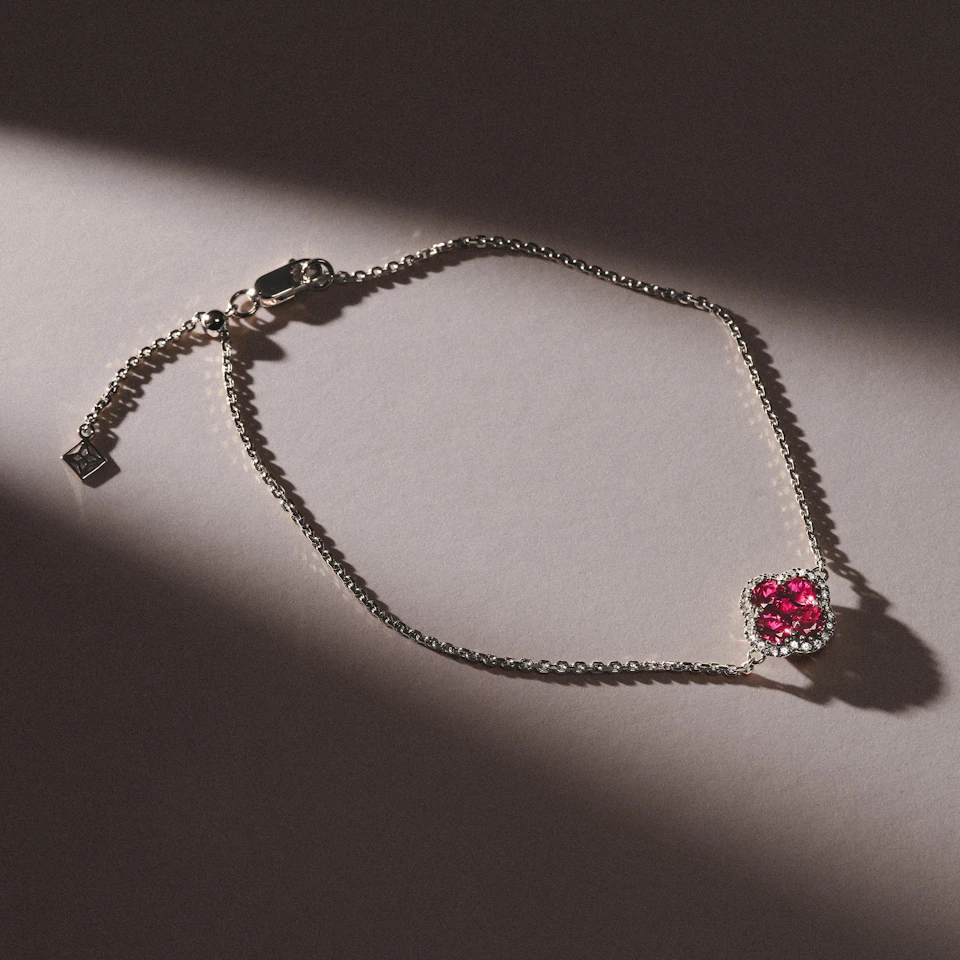 Alegria 0.90ct Lab Ruby Halo Bracelet in Sterling Silver