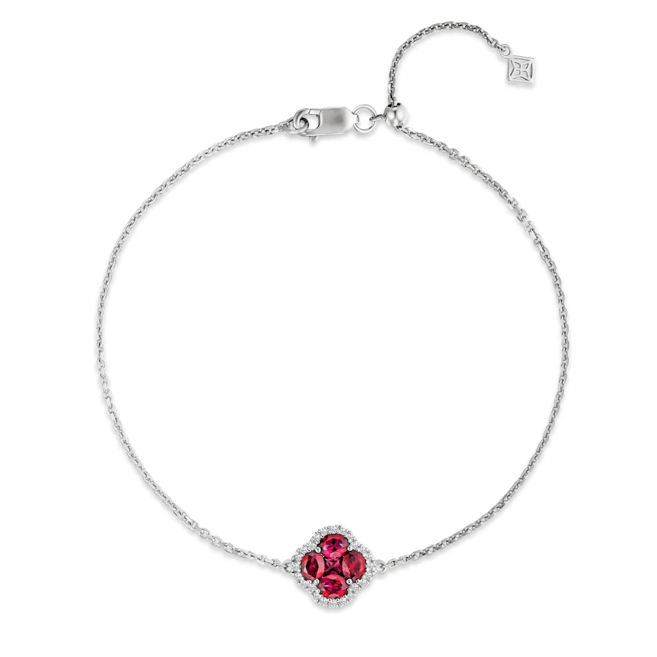 Alegria 0.90ct Lab Ruby Halo Bracelet in Sterling Silver