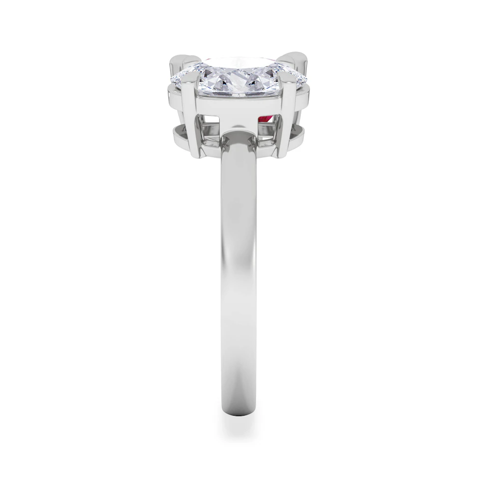 Toi Et Moi 1.50ct Oval Lab Diamond and 2.00ct Pear Lab Ruby Engagement Ring in Platinum