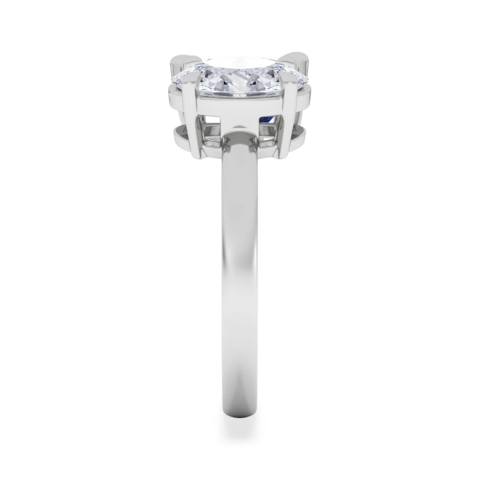 Toi Et Moi 1.50ct Oval Lab Diamond and 2.00ct Pear Lab Sapphire Engagement Ring in Platinum