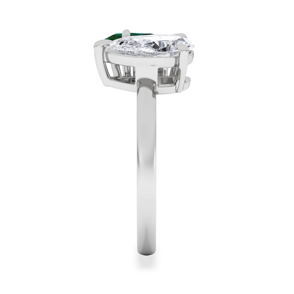 Toi Et Moi 1.50ct Pear Lab Diamond and 1.50ct Marquise Lab Emerald Engagement Ring in Platinum