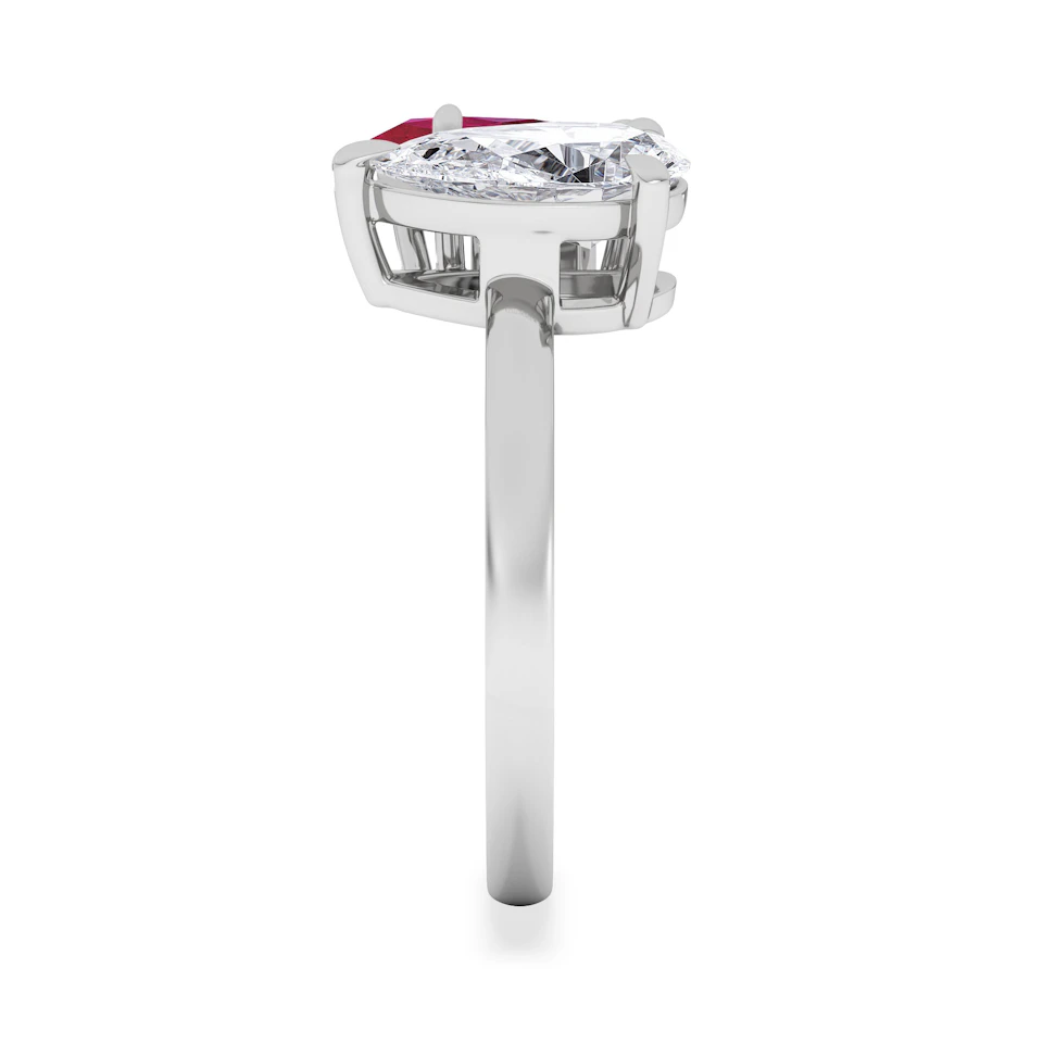 Toi Et Moi 1.50ct Pear Lab Diamond and 1.50ct Marquise Lab Ruby Engagement Ring in Platinum