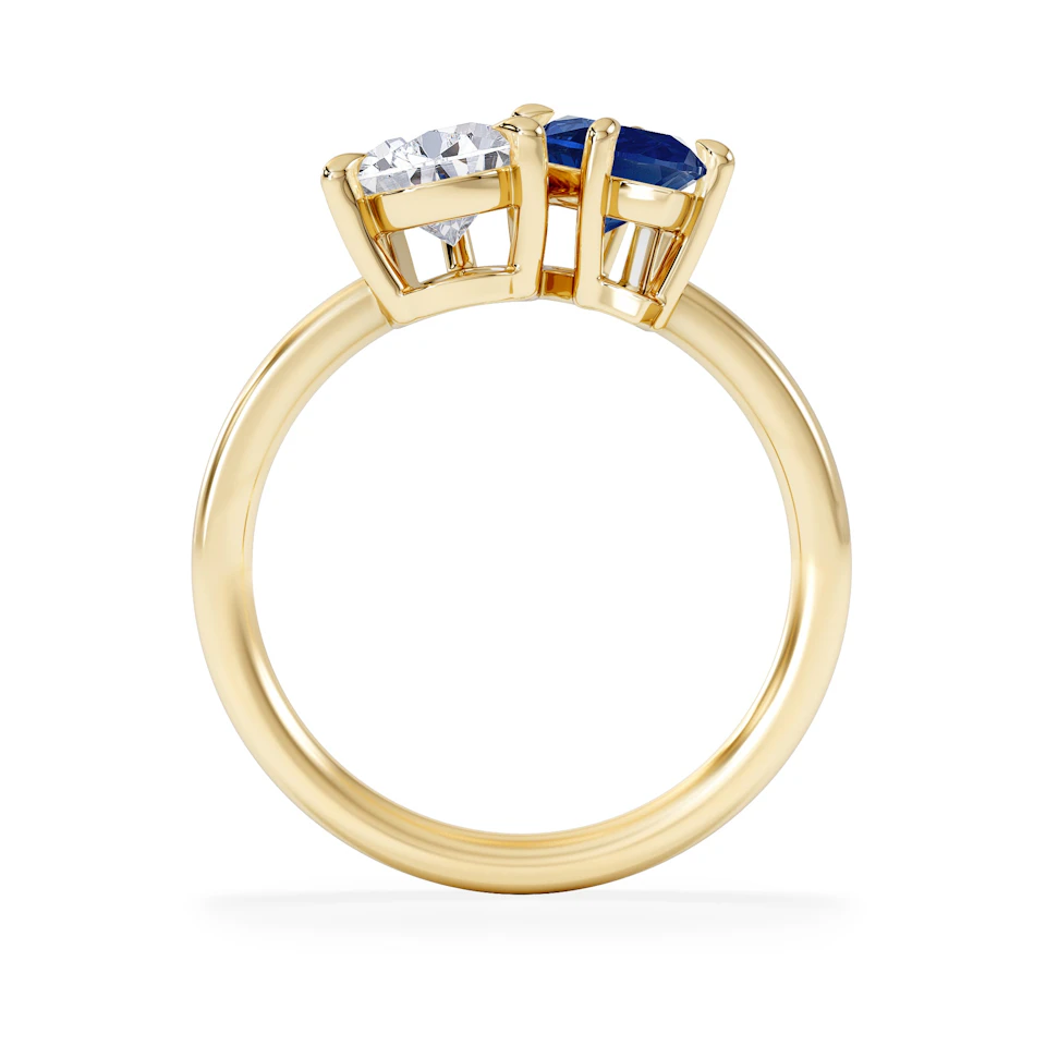 Toi Et Moi 1.50ct Pear Lab Diamond and 1.50ct Marquise Lab Sapphire Engagement Ring in 18K Yellow Gold