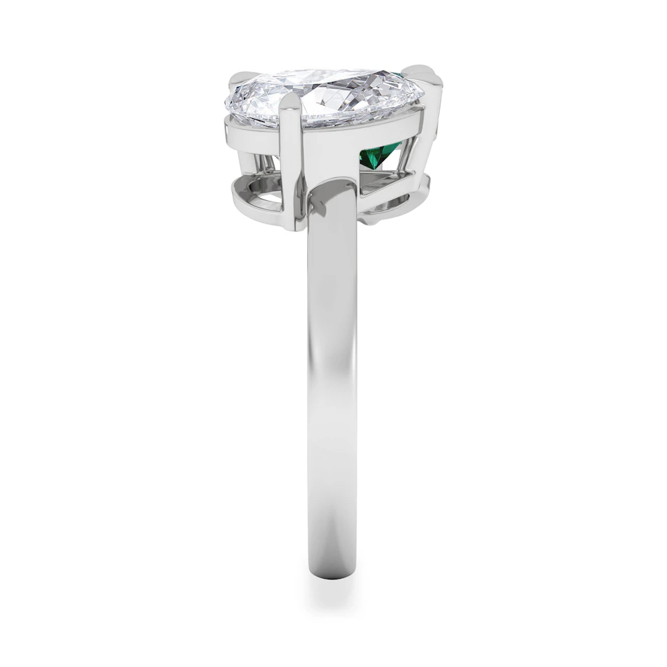 Toi Et Moi 1.50ct Pear Lab Diamond and 2.60ct Pear Lab Emerald Engagement Ring in Platinum
