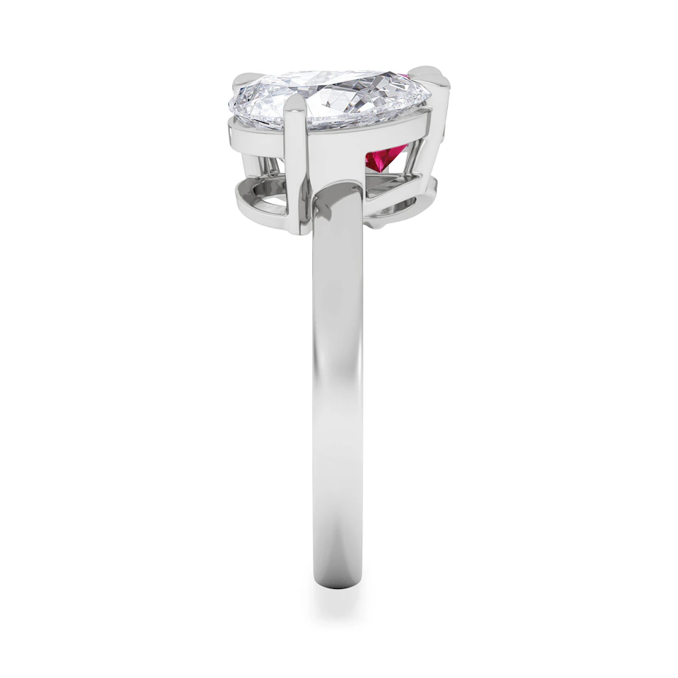 Toi Et Moi 1.50ct Pear Lab Diamond and 2.60ct Pear Lab Ruby Engagement Ring in Platinum