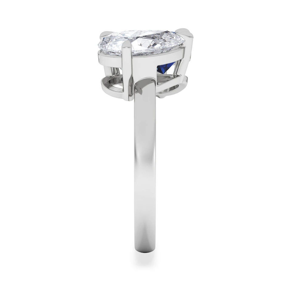 Toi Et Moi 1.50ct Pear Lab Diamond and 2.60ct Pear Lab Sapphire Engagement Ring in Platinum