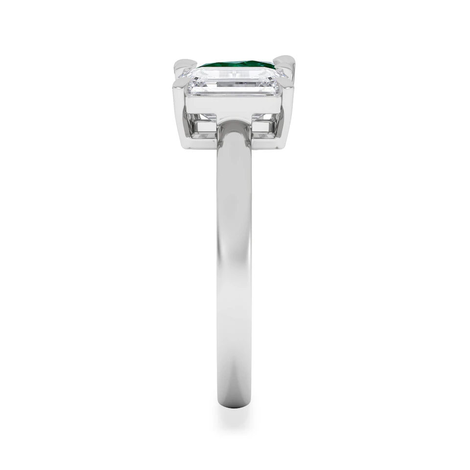 Toi Et Moi 1.50ct Emerald Cut Lab Diamond and 1.50ct Pear Lab Emerald Engagement Ring in Platinum