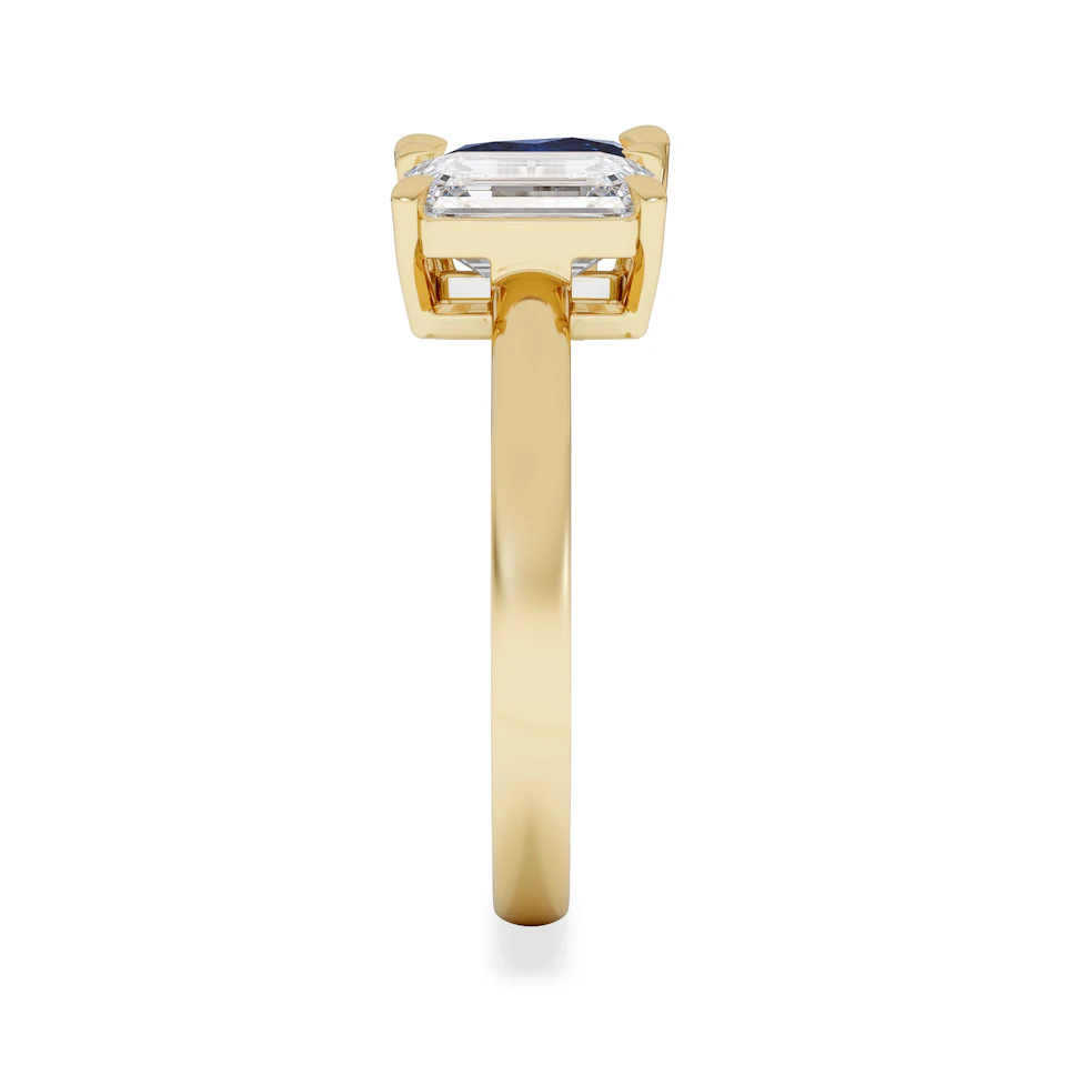 Toi Et Moi 1.50ct Emerald Cut Lab Diamond and 1.50ct Pear Lab Sapphire Engagement Ring in 18K Yellow Gold