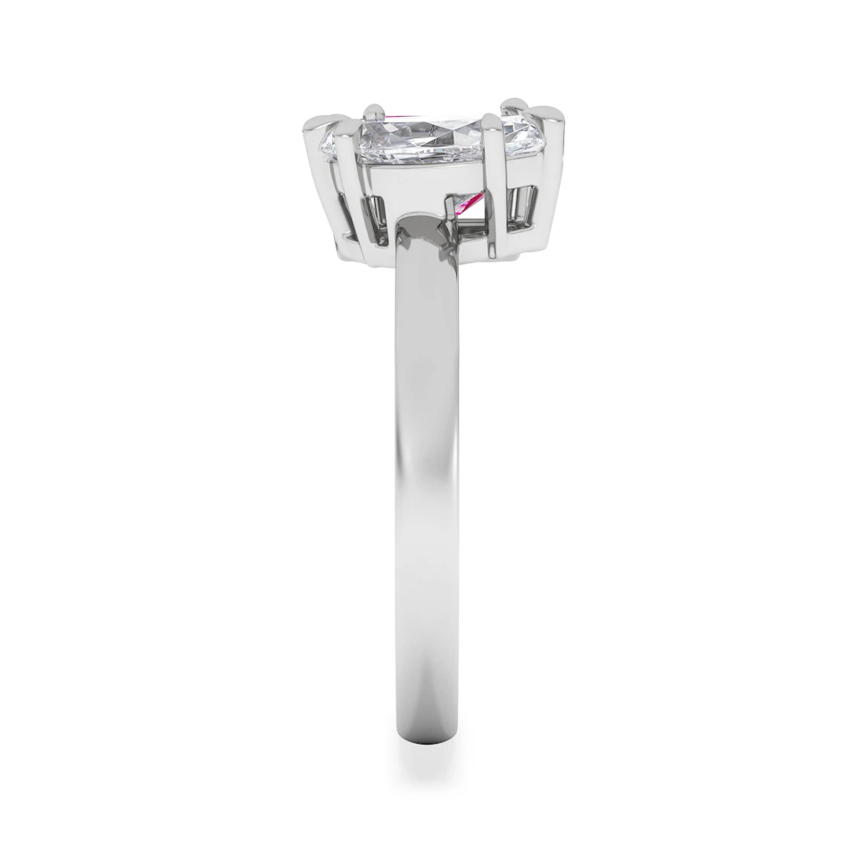 Toi Et Moi 1.50ct Marquise Lab Diamond and 3.30ct Emerald Cut Lab Ruby Engagement Ring in Platinum