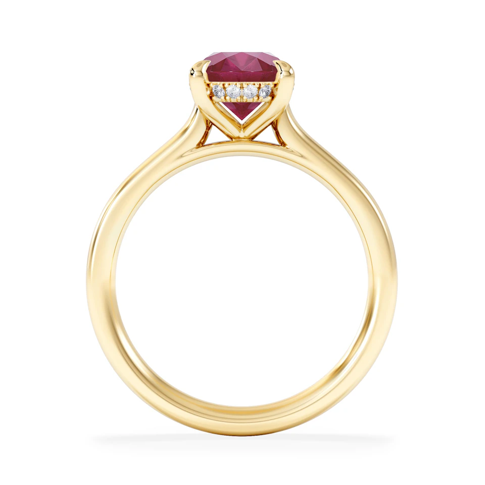 Amora Gem 2.00ct Oval Cut Lab Ruby Hidden Halo Engagement Ring in 18K White Gold