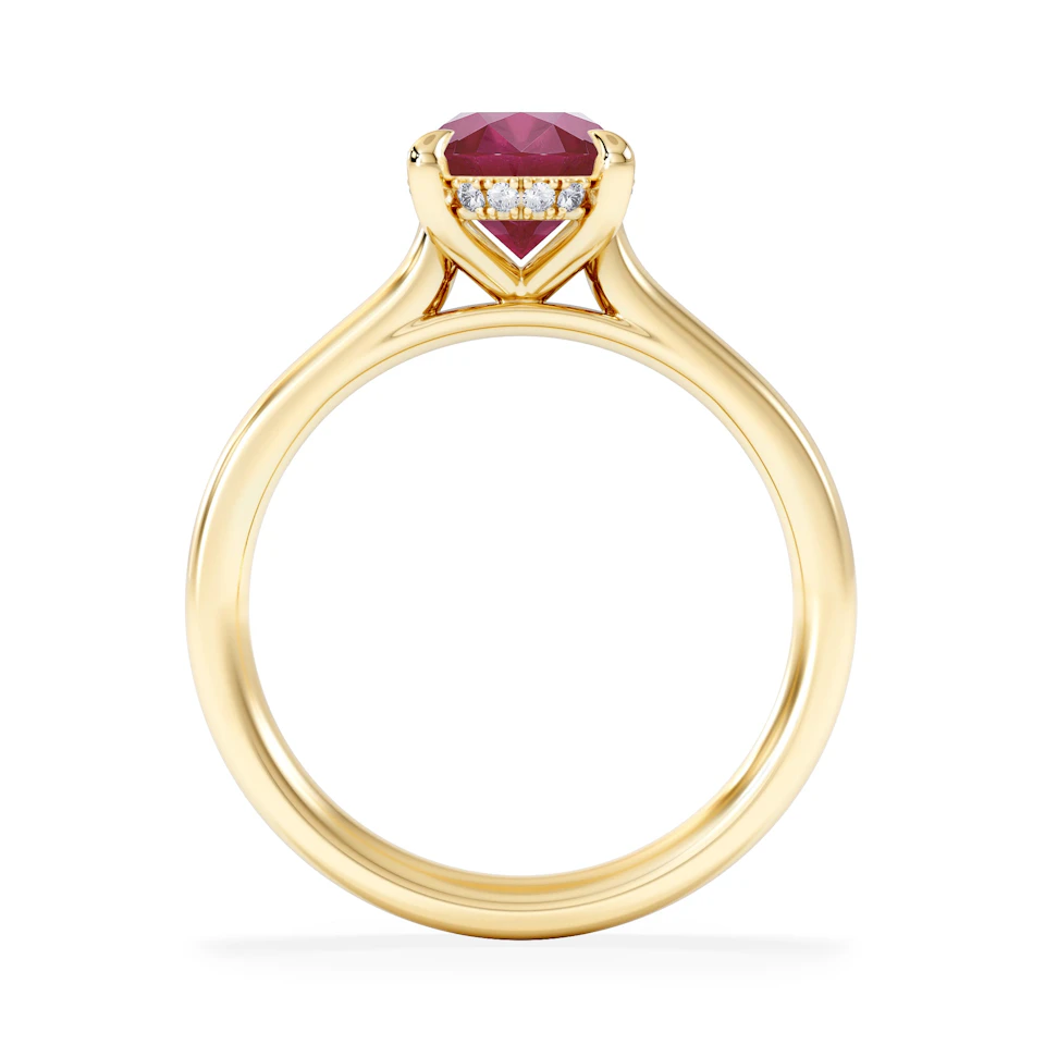 Amora Gem 2.00ct Oval Cut Lab Ruby Hidden Halo Engagement Ring in 18K Yellow Gold